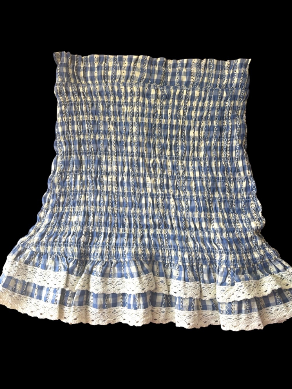 English Factory blue plaid smocked mini skirt  NWT